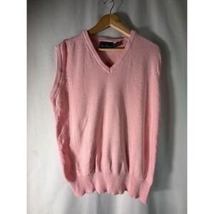 Par Four VTG Mens Pink Golf Sweater Vest Acrylic Knit Size Medium USA Made